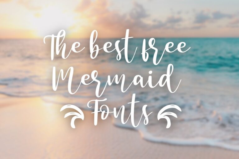 Best free mermaid fonts text in front of sunset at the ocean