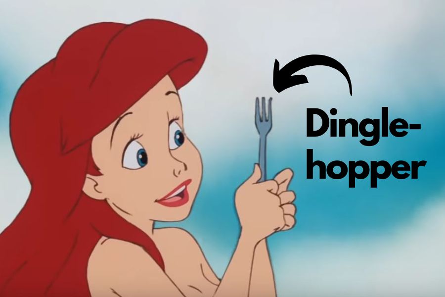 Ariel holding a fork